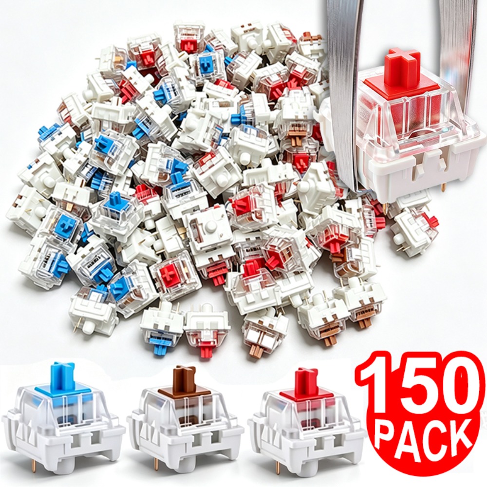 Keyboard Gaming Blue Switch - 1-150 ชิ้น 3 พิน DIY สวิตช์คีย์บอร์ดแบบกลไกสีฟ้าสีแดงสีน้ำตาลเปลี่ยนคีย์บอร์ดคลิกเกอร์คีย์สำหรับคีย์บอร์ดเกม