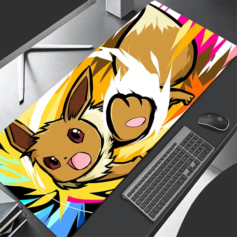 Gaming Keyboard Top - P-Pokemon Eevee Anime Gaming Mouse Pad,แผ่นรองเม้าส์แบบขยายได้,แผ่นรองคีย์บอร์ดสำหรับแล็ปท็อปพีซี