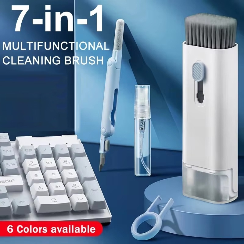 Keycap Puller Ring - ชุดแปรงทำความสะอาดคีย์บอร์ด 7 in 1 พร้อมปากกาทำความสะอาดหูฟัง เครื่องมือกำจัดฝุ่น
