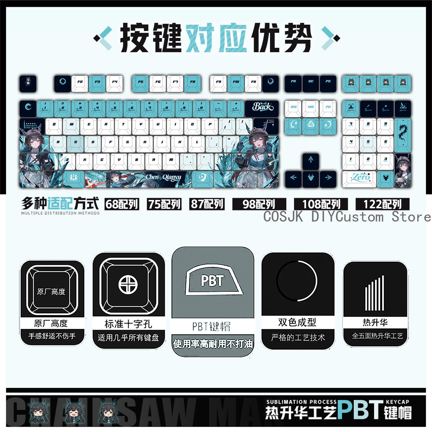 122 คีย์อะนิเมะเฉิน เฉียนหยู อ - Gaming Keyboard Top บทวิจารณ์และราคา