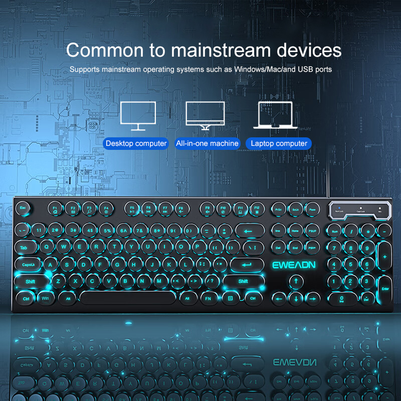 EWEADN คีย์บอร์ดเกมเครื่องพิมพ - Gaming Keyboard Blue บทวิจารณ์และราคา