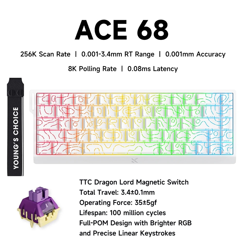 คีย์บอร์ดเกมมิ่ง MCHOSE ACE 68 - Gaming Keyboard Hall Effect Switches บทวิจารณ์และราคา